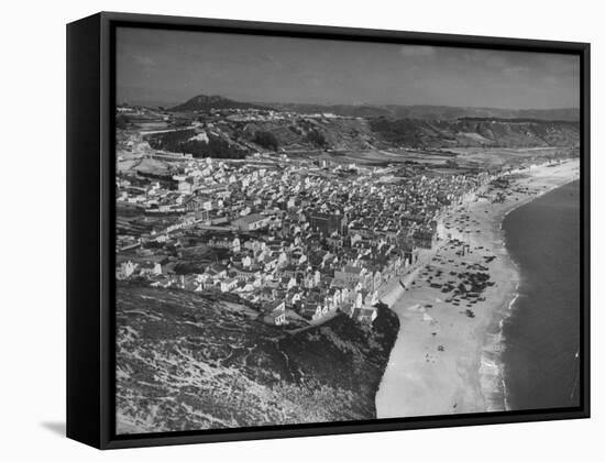 An Aerial View Showing the Fishing Village of Nazare-Bernard Hoffman-Framed Stretched Canvas