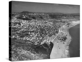 An Aerial View Showing the Fishing Village of Nazare-Bernard Hoffman-Stretched Canvas