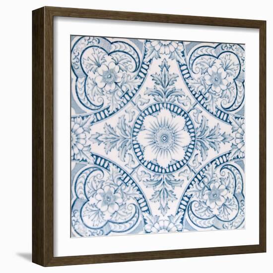 An Aesthetic Period Original Tile Dating around 1880 with Floral Design-Chris_Elwell-Framed Art Print