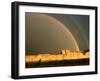 An Afghan Girl Walks Past Destroyed Buildings Occupied by Refugees-null-Framed Premium Photographic Print