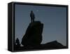 An Afghan Man Stands on a Huge Rock Next to the Now Abad Dinazung Monument-Rodrigo Abd-Framed Stretched Canvas