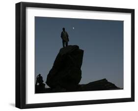 An Afghan Man Stands on a Huge Rock Next to the Now Abad Dinazung Monument-Rodrigo Abd-Framed Photographic Print