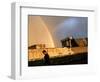 An Afghan Man Walks Past Destroyed Buildings Occupied by Refugees after a Heavy Rain-null-Framed Photographic Print