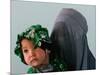 An Afghan Mother Waits with Her Daughter Before Attending Medical Care-null-Mounted Photographic Print
