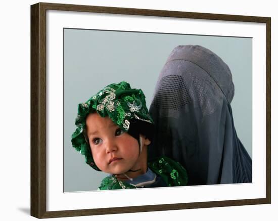 An Afghan Mother Waits with Her Daughter Before Attending Medical Care-null-Framed Photographic Print