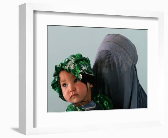 An Afghan Mother Waits with Her Daughter Before Attending Medical Care-null-Framed Photographic Print