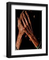 An Afghan Old Woman Covers from the Sun Outside Her Tent North of Kabul-null-Framed Photographic Print