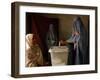 An Afghan Woman Wearing a Burqa Casts Her Ballot at a Polling Station-null-Framed Photographic Print