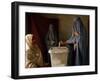 An Afghan Woman Wearing a Burqa Casts Her Ballot at a Polling Station-null-Framed Photographic Print