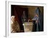 An Afghan Woman Wearing a Burqa Casts Her Ballot at a Polling Station-null-Framed Photographic Print