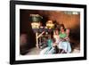 An African mother and her children, Tori, Benin-Godong-Framed Photographic Print