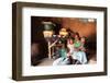 An African mother and her children, Tori, Benin-Godong-Framed Photographic Print