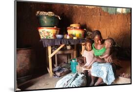 An African mother and her children, Tori, Benin-Godong-Mounted Photographic Print