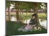 An Afternoon by a River with a King Charles Spaniel-Alexander M. Rossi-Mounted Premium Giclee Print