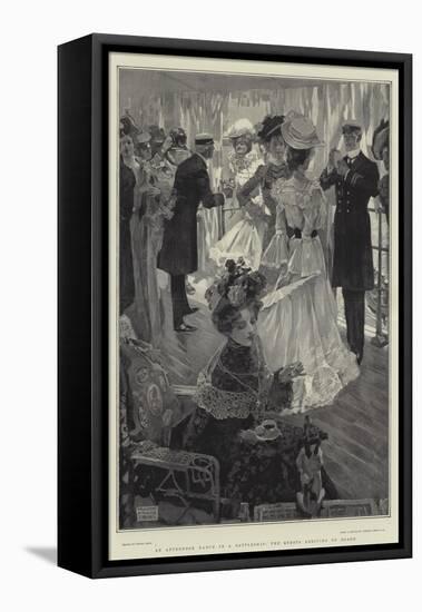 An Afternoon Dance in a Battleship, the Guests Arriving on Board-Frank Craig-Framed Stretched Canvas