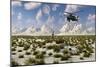 An Ah-64 Apache Black Ops Helicopter Flying to a Ufo Landing Site-null-Mounted Premium Giclee Print