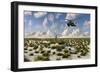 An Ah-64 Apache Black Ops Helicopter Flying to a Ufo Landing Site-null-Framed Art Print