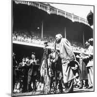 An Ailing Babe Ruth Thanking Crowd During Babe Ruth Day at Yankee Stadium-Ralph Morse-Mounted Premium Photographic Print