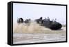 An Air-Cushion Landing Craft Approaches the Shore of Camp Al-Galail, Qatar-null-Framed Stretched Canvas