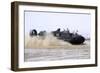 An Air-Cushion Landing Craft Approaches the Shore of Camp Al-Galail, Qatar-null-Framed Photographic Print