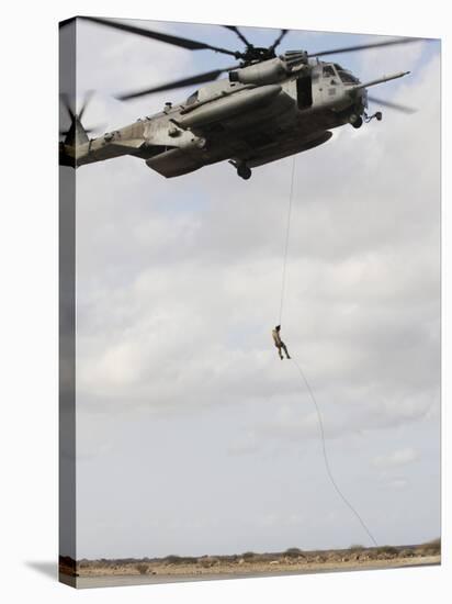 An Air Force Pararescueman Conducts a Combat Insertion and Extraction Exercise in Djibouti, Africa-null-Stretched Canvas