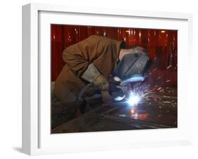 An Aircraft Metals Technician Welds Framework-Stocktrek Images-Framed Photographic Print