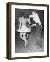 An Aircraft Worker Dancing with His Date at the Lockheed Swing Shift Dance-Peter Stackpole-Framed Photographic Print