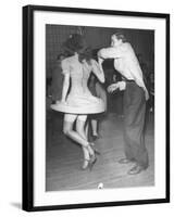 An Aircraft Worker Dancing with His Date at the Lockheed Swing Shift Dance-Peter Stackpole-Framed Photographic Print