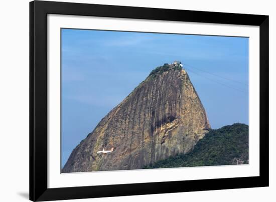 An Airliner Flies beneath Sugarloaf Mountain, Rio De Janeiro.-Jon Hicks-Framed Photographic Print