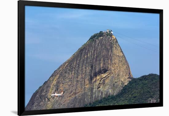 An Airliner Flies beneath Sugarloaf Mountain, Rio De Janeiro.-Jon Hicks-Framed Photographic Print