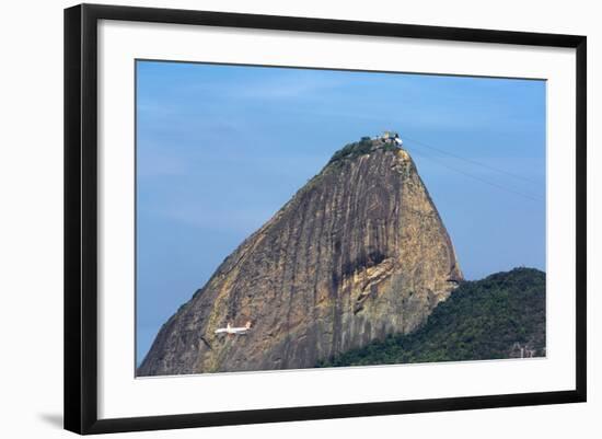 An Airliner Flies beneath Sugarloaf Mountain, Rio De Janeiro.-Jon Hicks-Framed Photographic Print