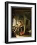 An Alchemist and His Assistant in their Workshop (Oil on Panel)-Frans Van Mieris-Framed Giclee Print