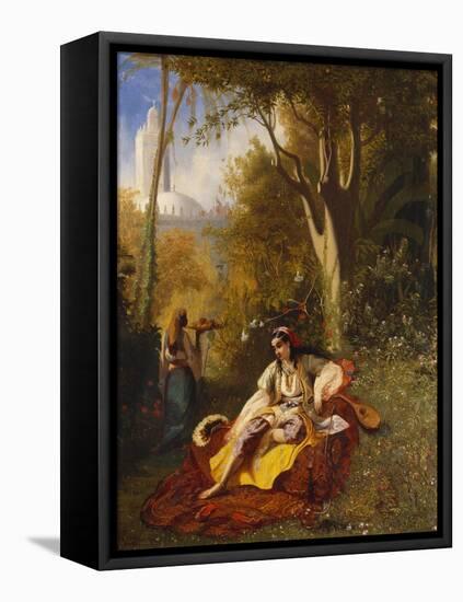 An Algerian Woman and Her Servant in a Garden, 1844-Charles Theodore Frere-Framed Stretched Canvas