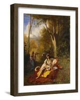 An Algerian Woman and Her Servant in a Garden-Charles Theodore Frere-Framed Giclee Print