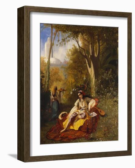 An Algerian Woman and Her Servant in a Garden-Charles Theodore Frere-Framed Giclee Print