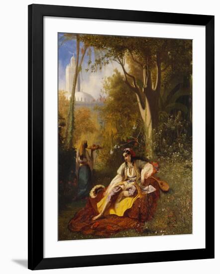 An Algerian Woman and Her Servant in a Garden-Charles Theodore Frere-Framed Giclee Print