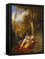 An Algerian Woman and Her Servant in a Garden-Charles Theodore Frere-Framed Stretched Canvas