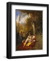 An Algerian Woman and Her Servant in a Garden-Charles Theodore Frere-Framed Premium Giclee Print