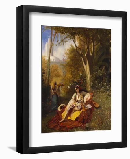 An Algerian Woman and Her Servant in a Garden-Charles Theodore Frere-Framed Premium Giclee Print