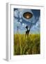 An Alien Being Directing a Ufo in Making Crop Circles-null-Framed Premium Giclee Print