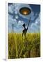 An Alien Being Directing a Ufo in Making Crop Circles-null-Framed Art Print