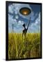 An Alien Being Directing a Ufo in Making Crop Circles-null-Framed Art Print