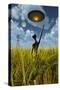 An Alien Being Directing a Ufo in Making Crop Circles-null-Stretched Canvas