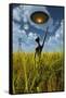 An Alien Being Directing a Ufo in Making Crop Circles-null-Framed Stretched Canvas