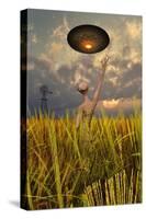 An Alien Being Directing a Ufo in Making Crop Circles-null-Stretched Canvas