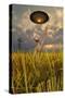 An Alien Being Directing a Ufo in Making Crop Circles-null-Stretched Canvas