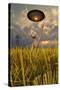 An Alien Being Directing a Ufo in Making Crop Circles-null-Stretched Canvas