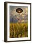 An Alien Being Directing a Ufo in Making Crop Circles-null-Framed Art Print