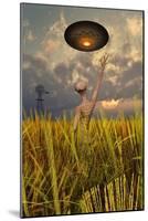 An Alien Being Directing a Ufo in Making Crop Circles-null-Mounted Art Print