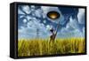 An Alien Being Directing its Spacecraft to Make Crop Circles-null-Framed Stretched Canvas